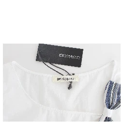 White Blue Top Blouse Tank Shirt Sleeveless