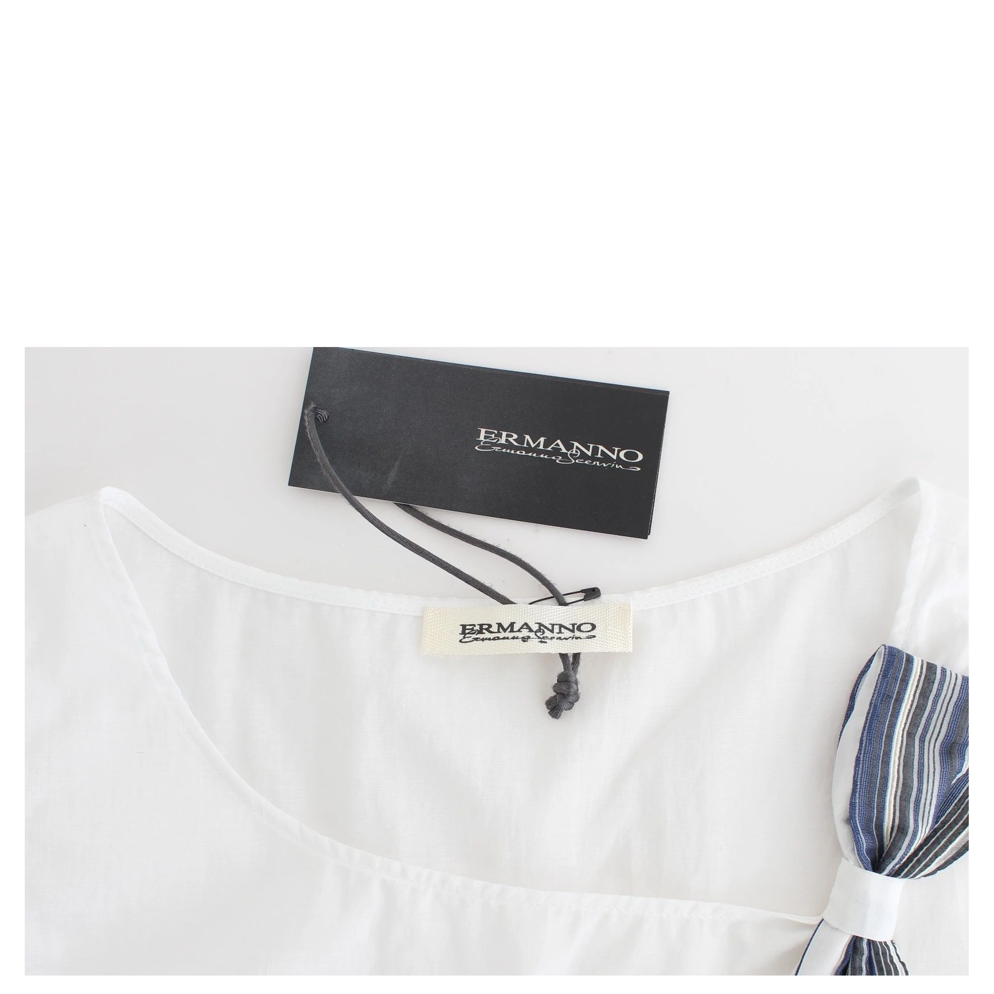 White Blue Top Blouse Tank Shirt Sleeveless