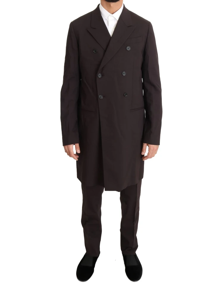 Bordeaux Wool Stretch Long 3 Piece Suit