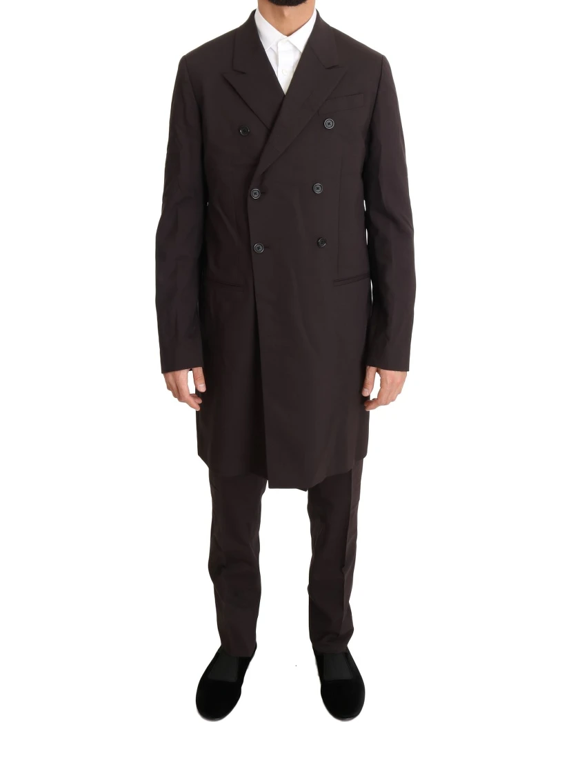 Bordeaux Wool Stretch Long 3 Piece Suit