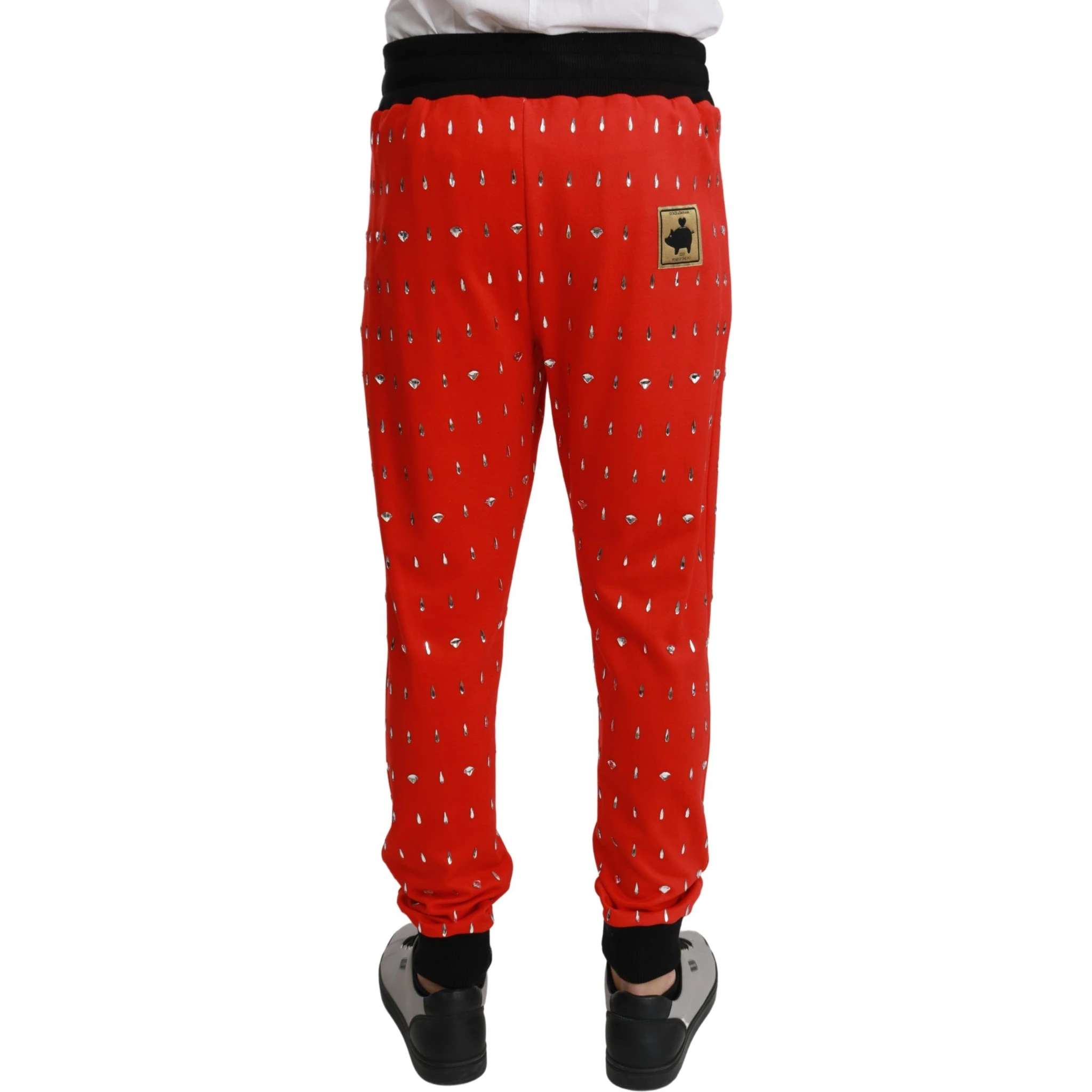 Red Piggy Bank Cotton Crystal Trousers Pants
