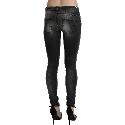 Black Gray Washed Skinny Trouser Cotton Jeans