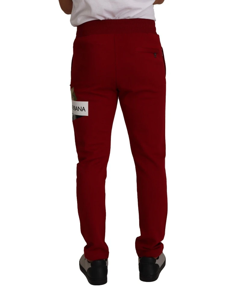 Red Cotton Logo Patch Sweatpants Jogging Pants alternative