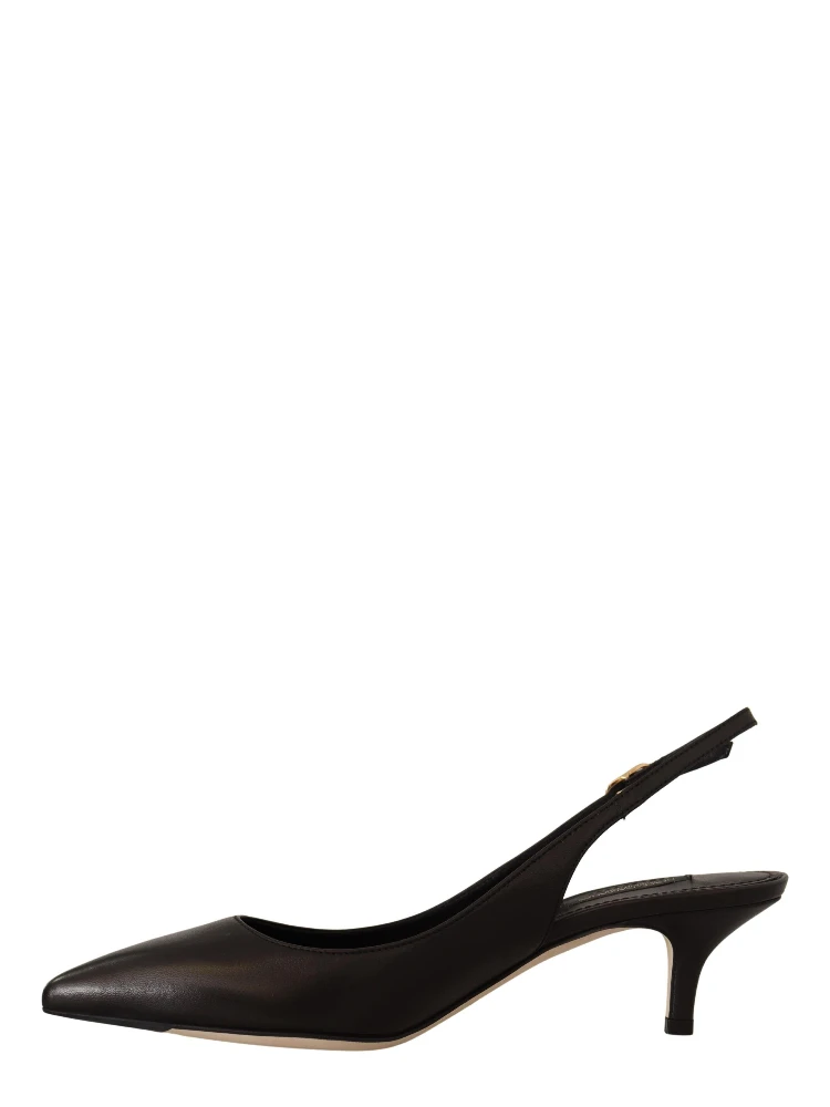 Black Leather Slingbacks Heels Pumps Shoes alternative