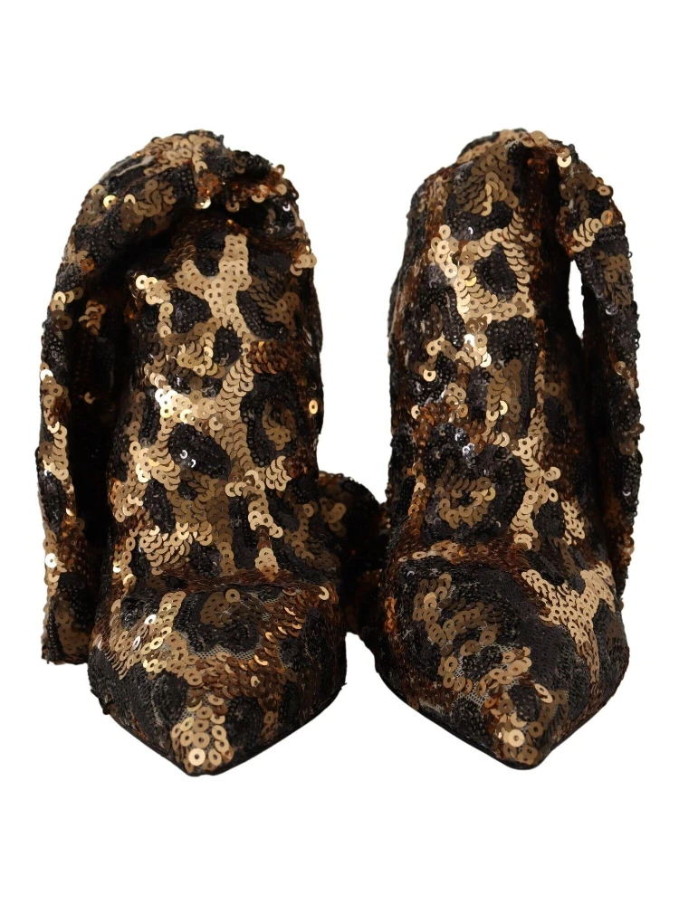 Gold Leopard Sequins Heels Boots Shoes alternative