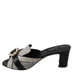 Black Gray Exotic Leather Crystals Sandals Shoes