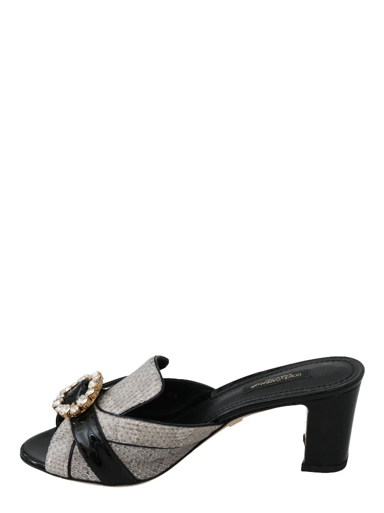Black Gray Exotic Leather Crystals Sandals Shoes alternative