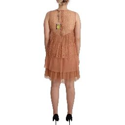 Pink Lace Sleeveless Mini Shift Layered Dress
