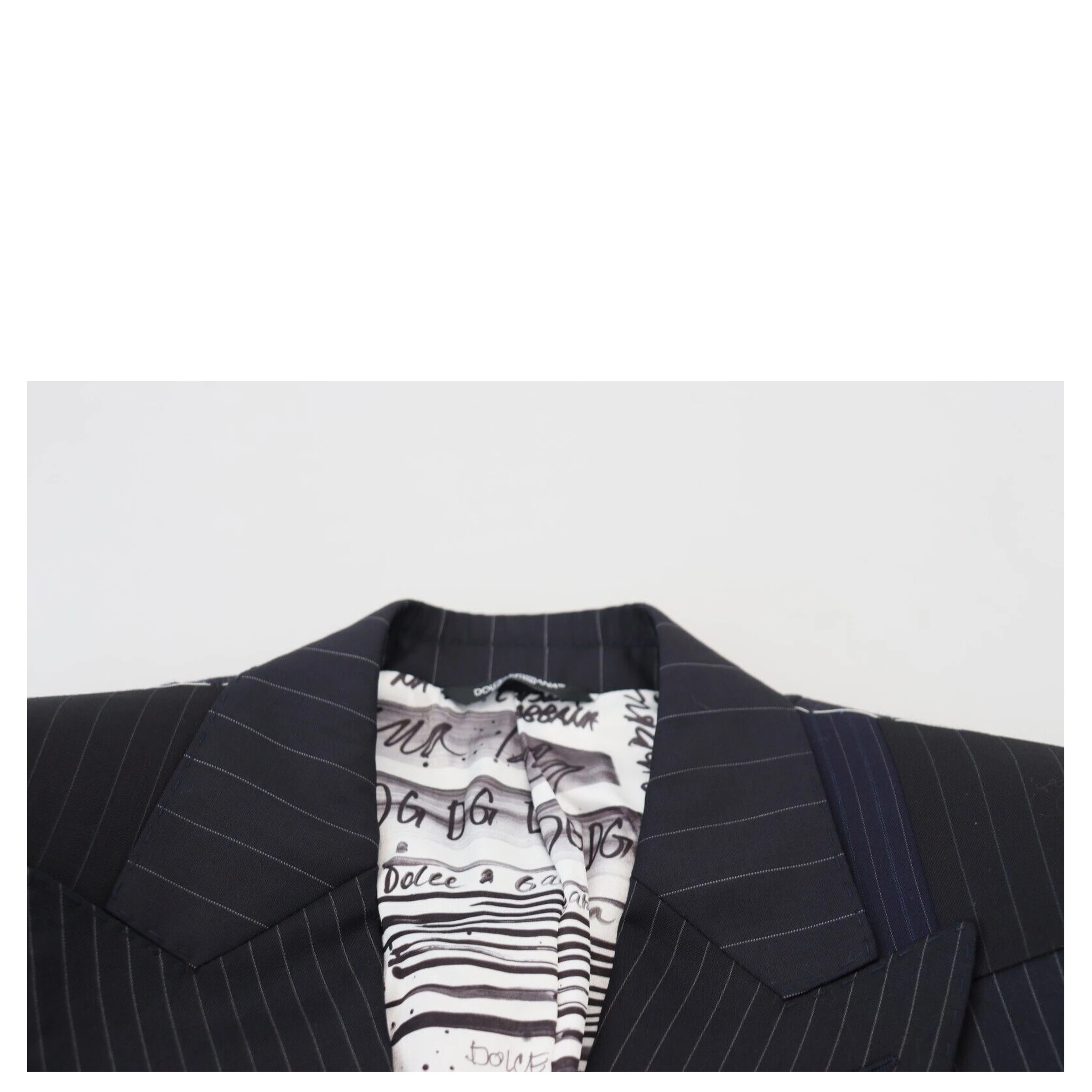 Blue Wool Patchwork Double Breasted Blazer