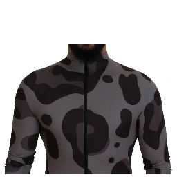 Gray Patterned Polyester Wetsuit Swimwear