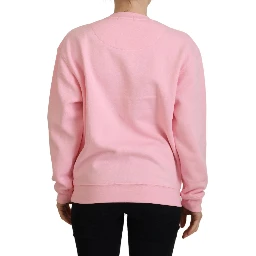 Pink Printed Long Sleeves Pullover Sweater
