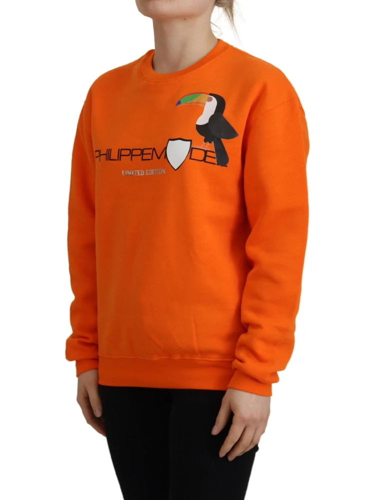 Orange Printed Long Sleeves Pullover Sweater alternative
