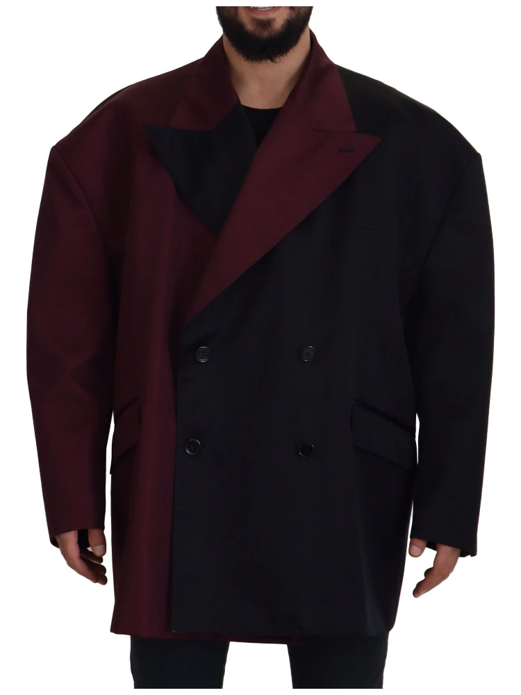 Bordeaux Polyester Double Breasted Jacket