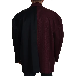 Bordeaux Polyester Double Breasted Jacket