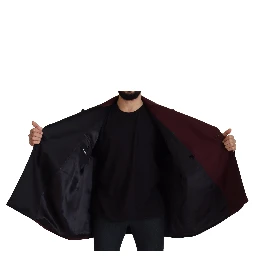 Bordeaux Polyester Double Breasted Jacket