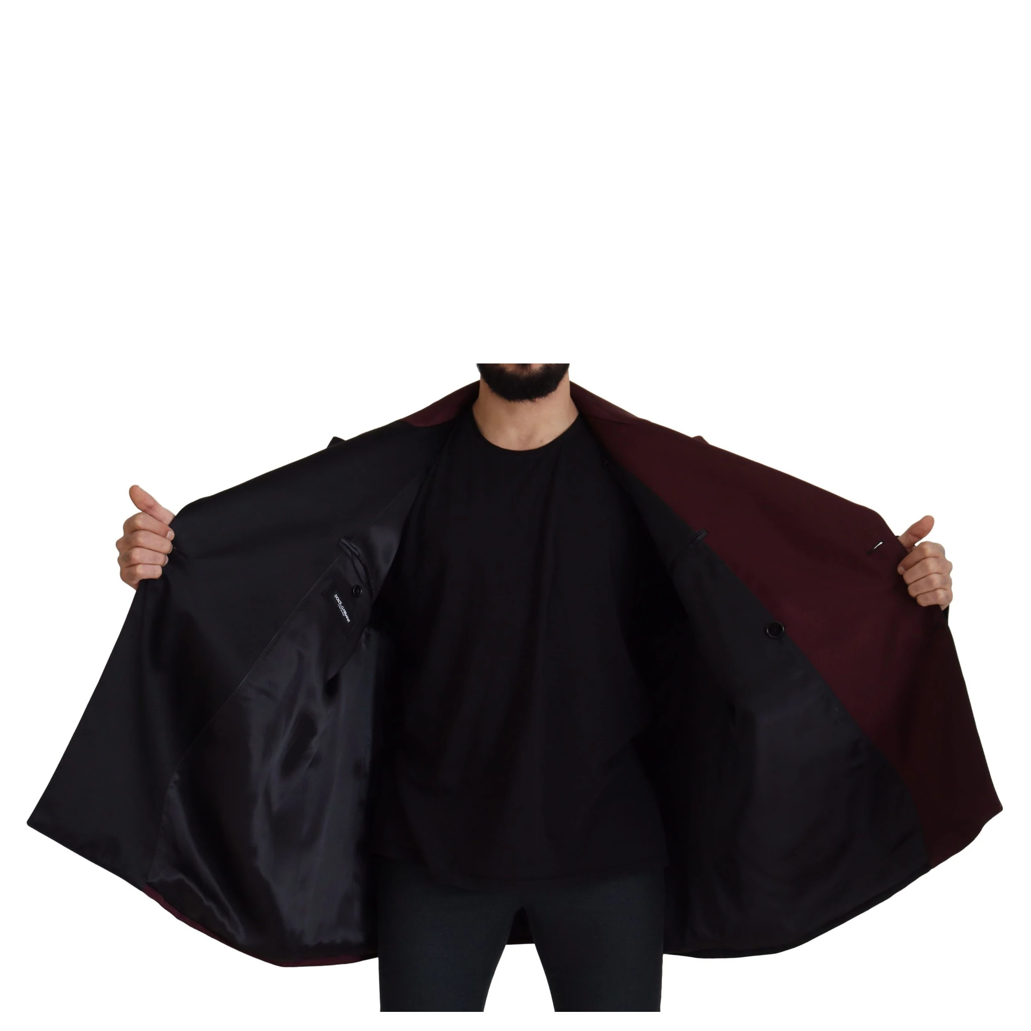 Bordeaux Polyester Double Breasted Jacket