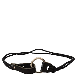 Black Leather Slim Women Waistband Metal Buckle Belt