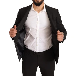 Black Polyester Slim 2 Piece Set TAGLIENTE Suit