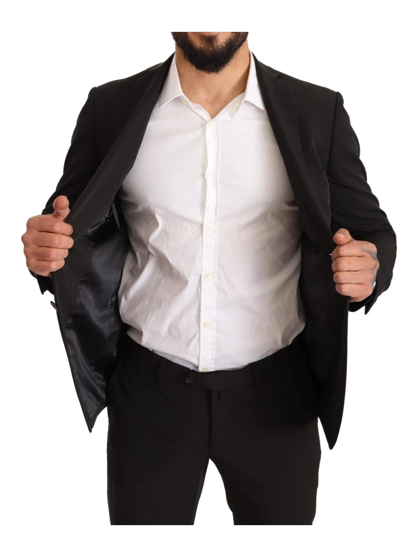 Black Polyester Slim 2 Piece Set TAGLIENTE Suit