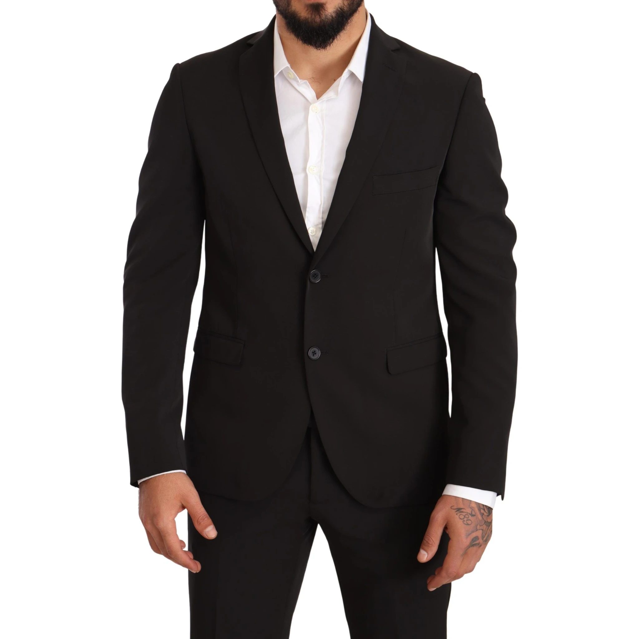 Black Polyester Slim 2 Piece Set TAGLIENTE Suit