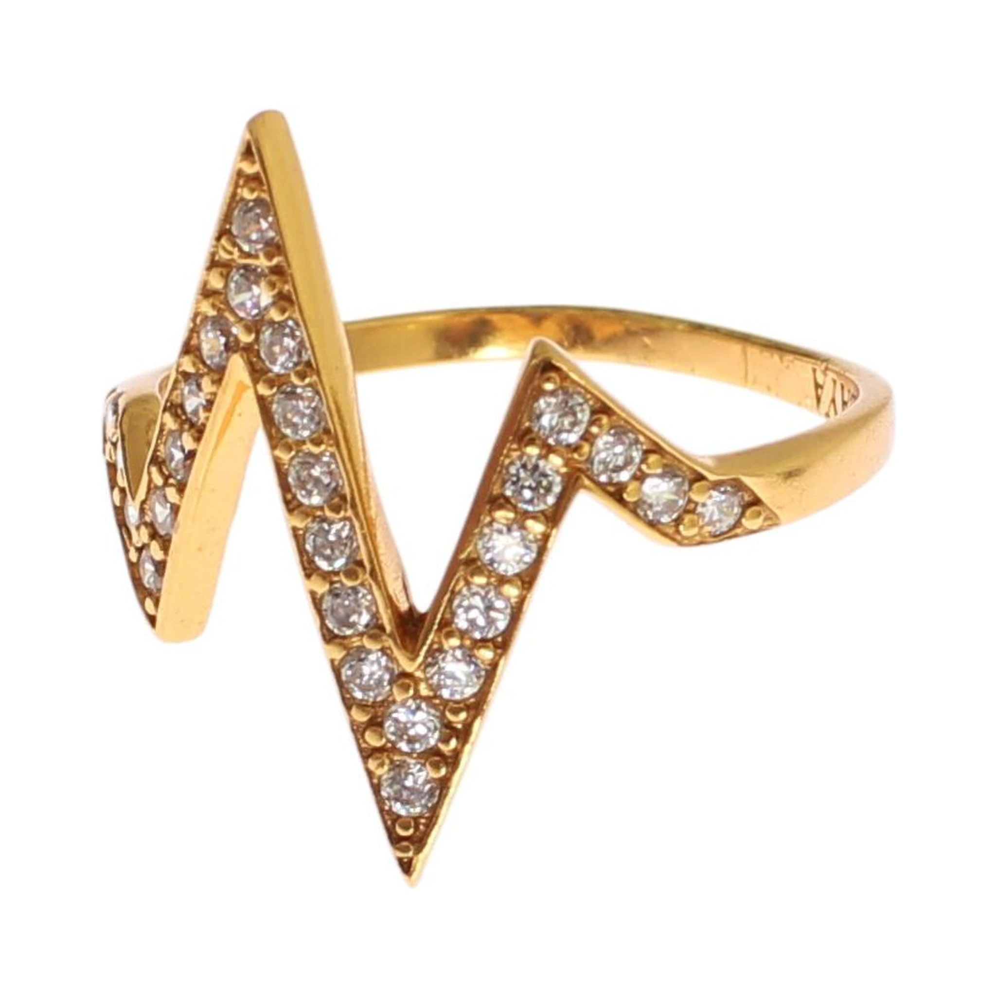 Gold 925 Silver Womens Clear CZ 18K Ring