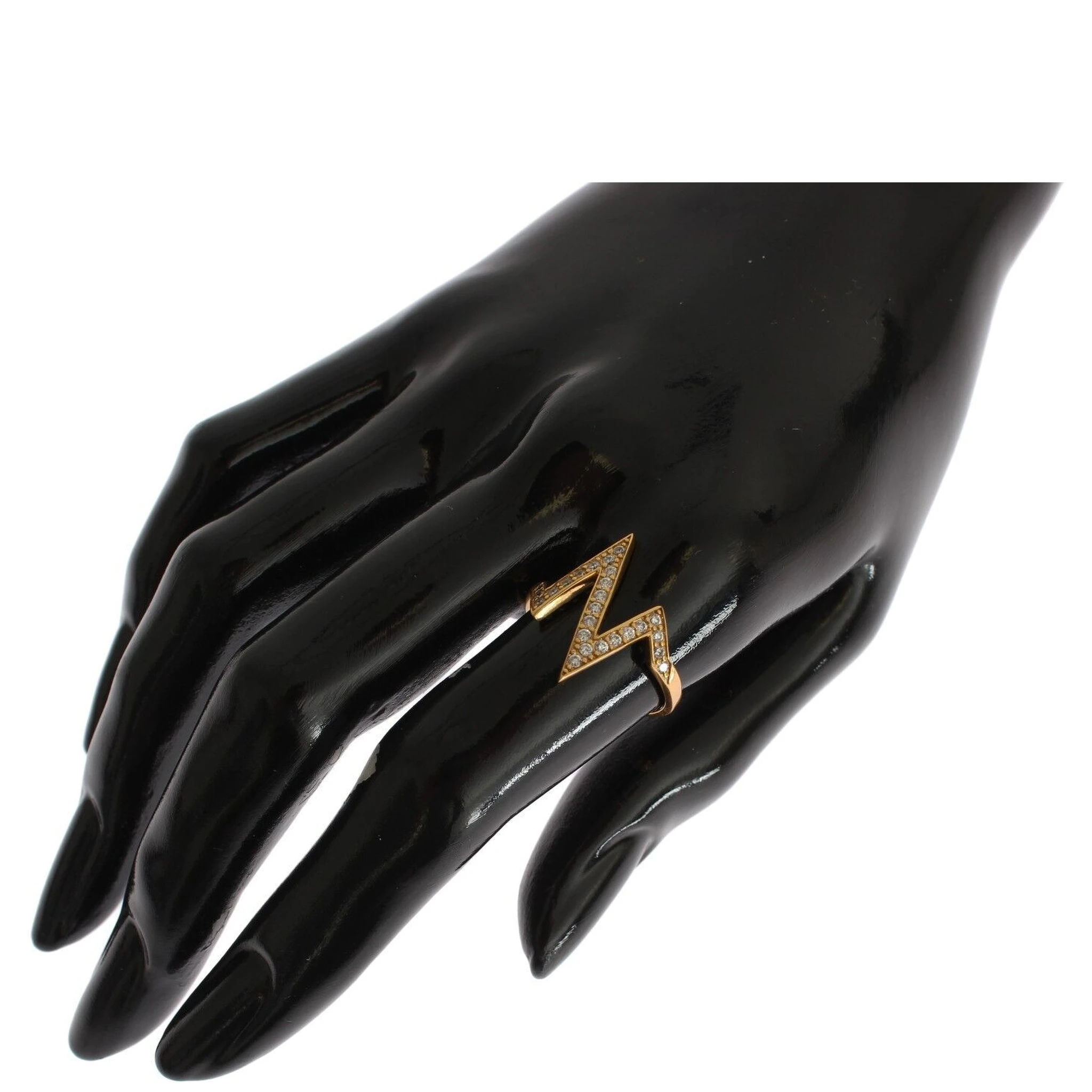 Gold 925 Silver Womens Clear CZ 18K Ring