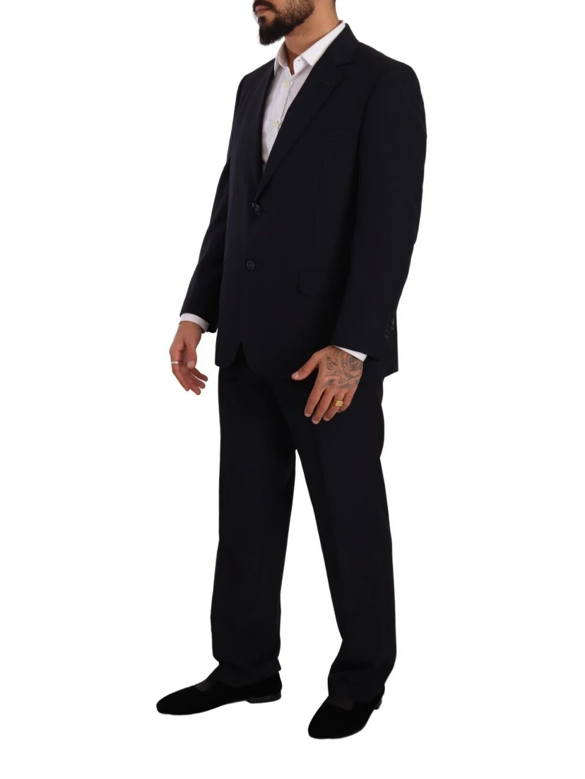 Blue Polyester Single Breasted Formal Suit