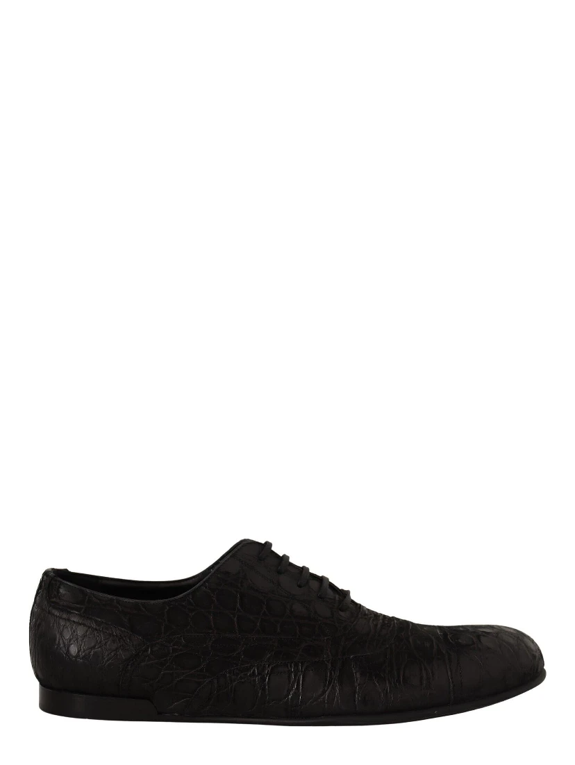 Black Caiman Leather Mens Oxford Shoes