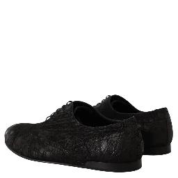 Black Caiman Leather Mens Oxford Shoes