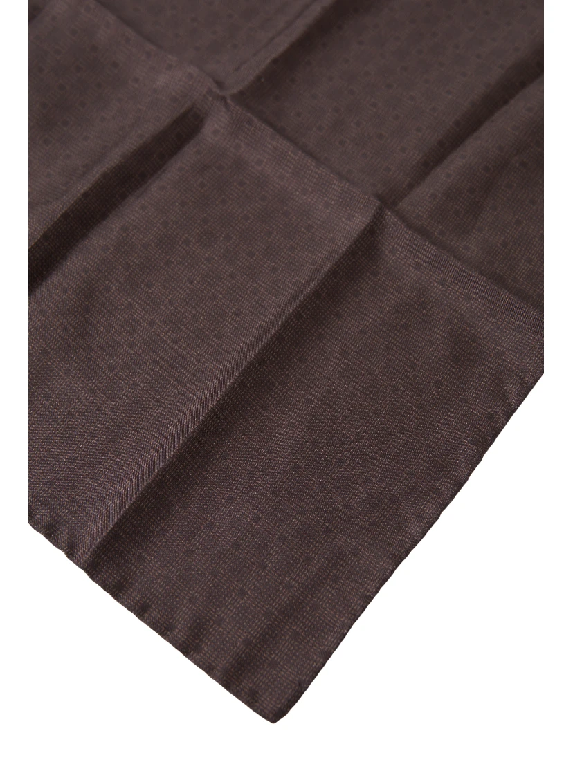 Brown Patterned Silk Square Handkerchief Scarf