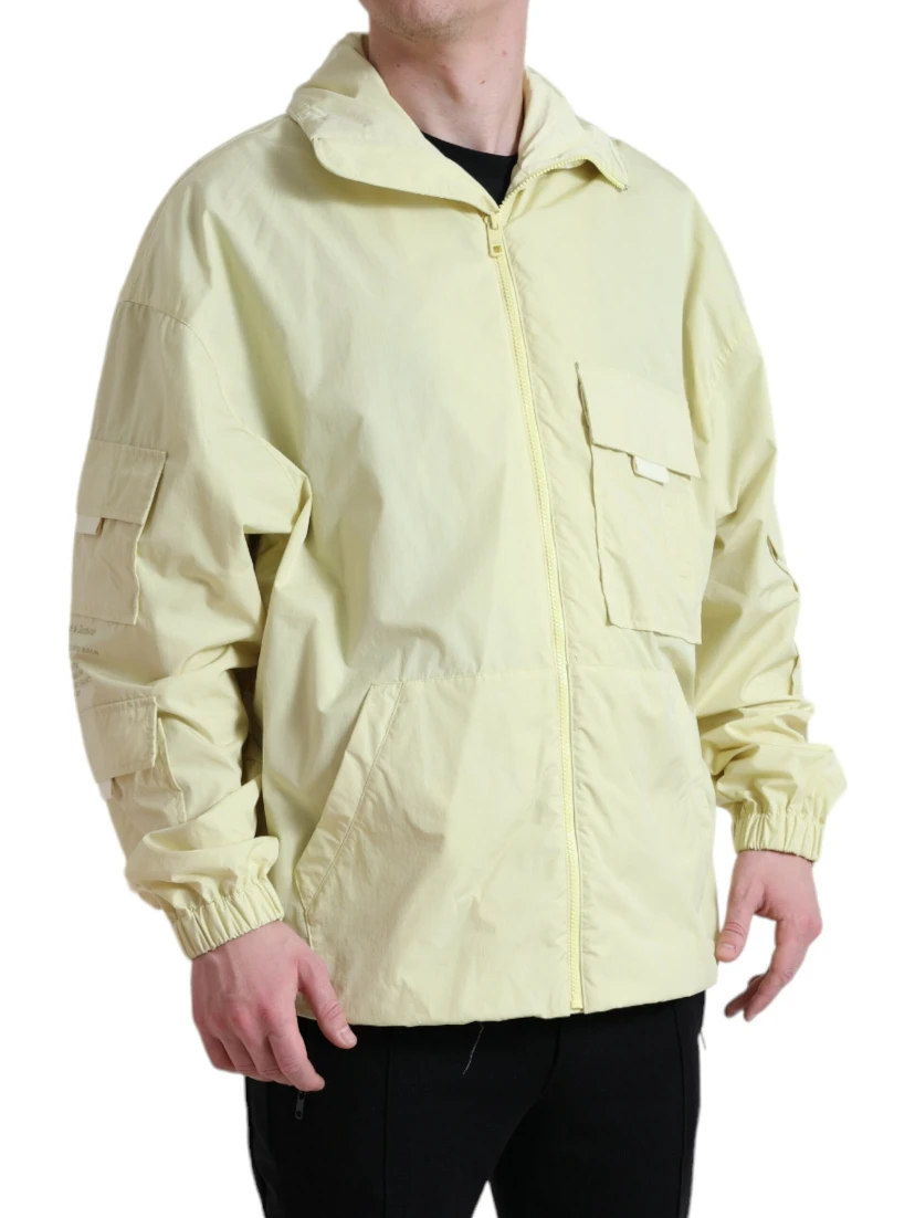 Yellow Nylon Collared Full Zip Parka Jacket