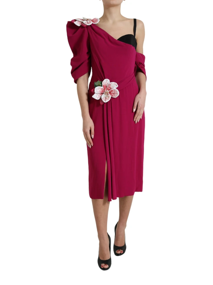 Purple Flower Embellished One Shoulder Dress alternative