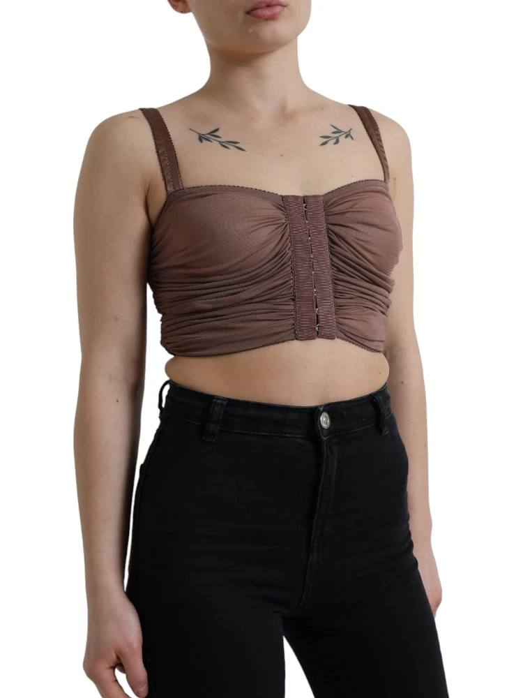 Brown Viscose Bustier Sleeveless Cropped Top alternative