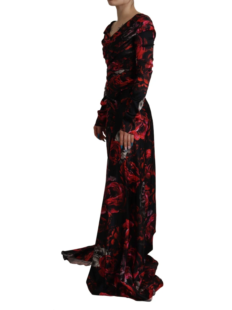 Black Floral Roses A-Line Sheath Gown Dress alternative