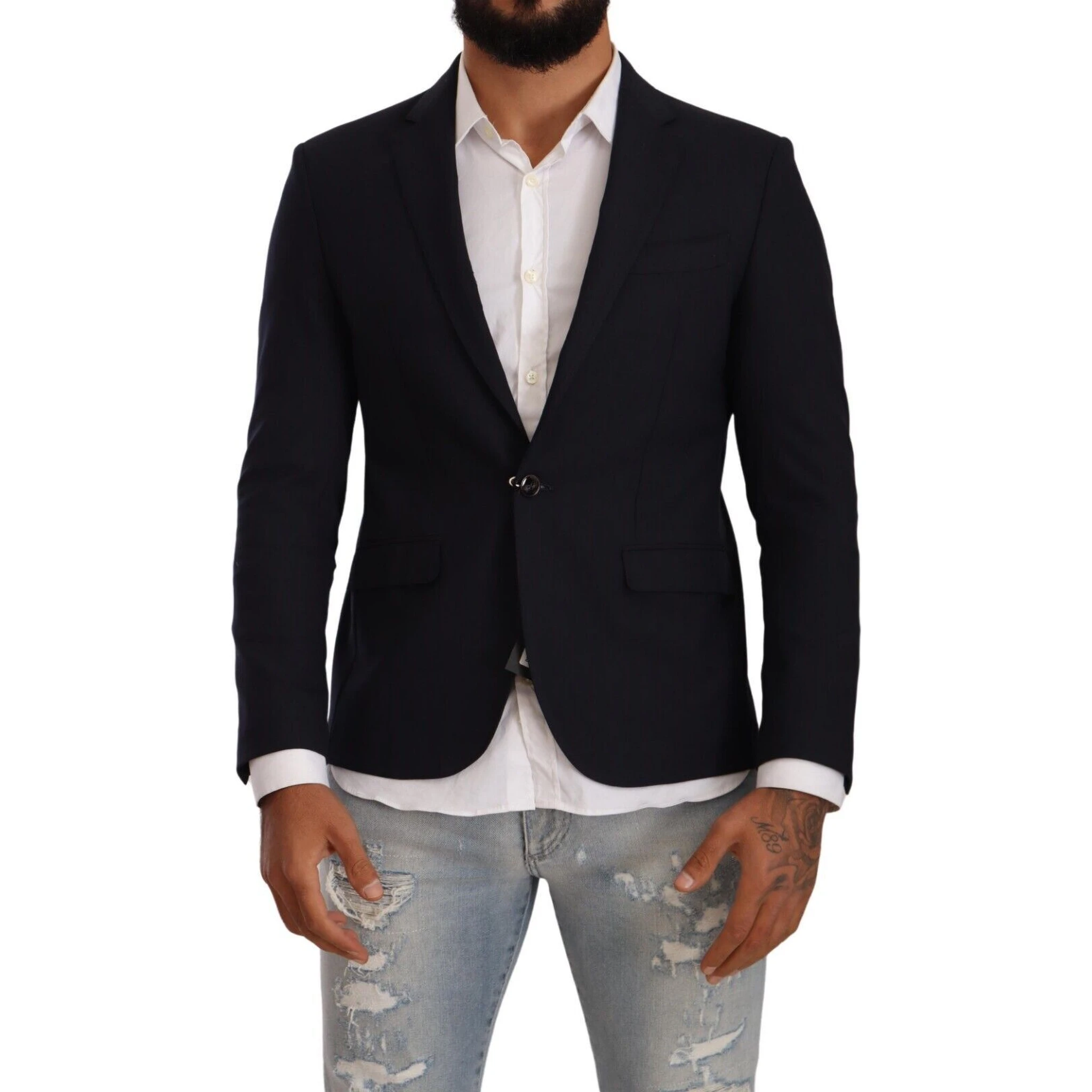 Black Single Breasted One Button Suit Jacket