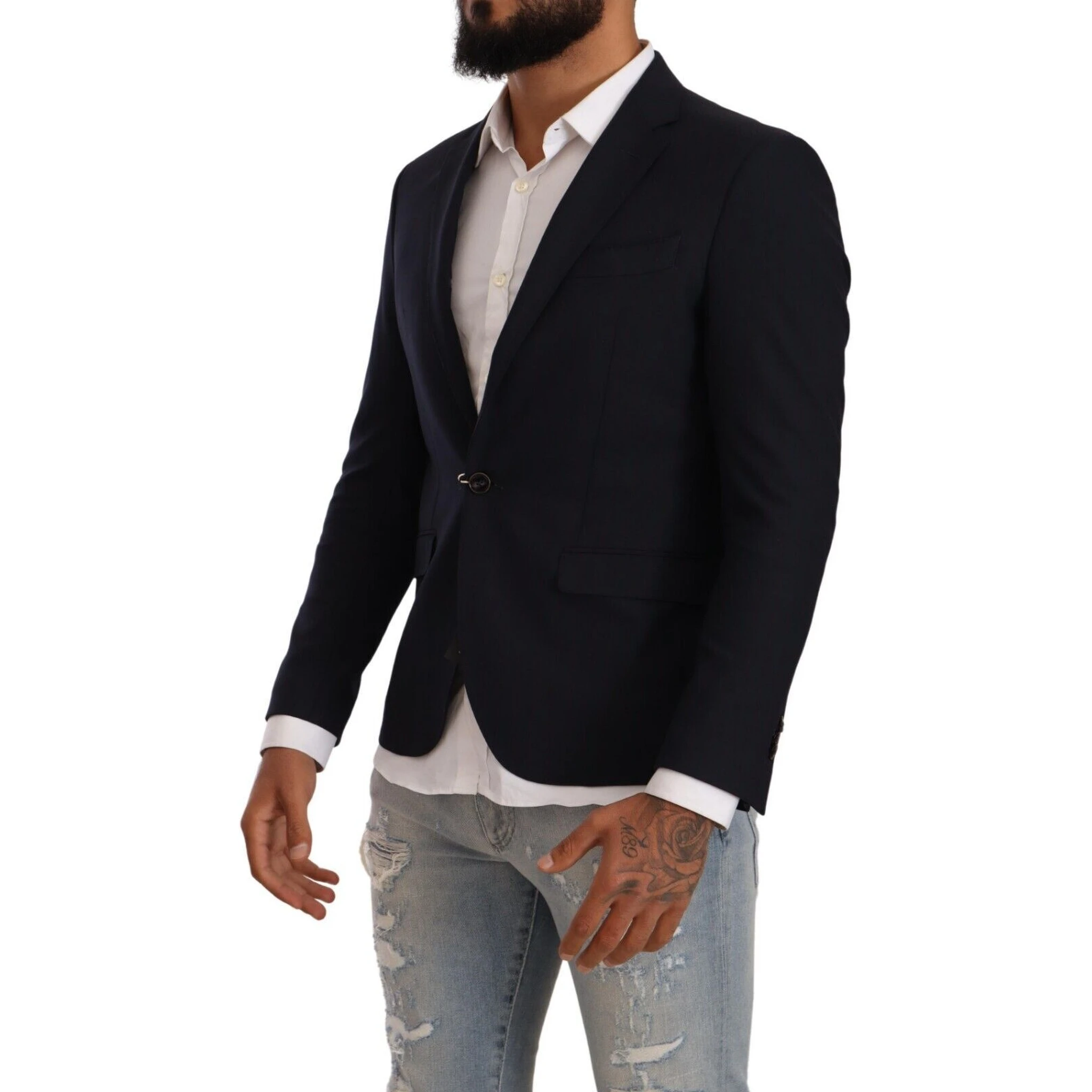 Black Single Breasted One Button Suit Jacket