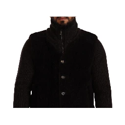 Black Leather Mens Turtle Neck Coat Jacket