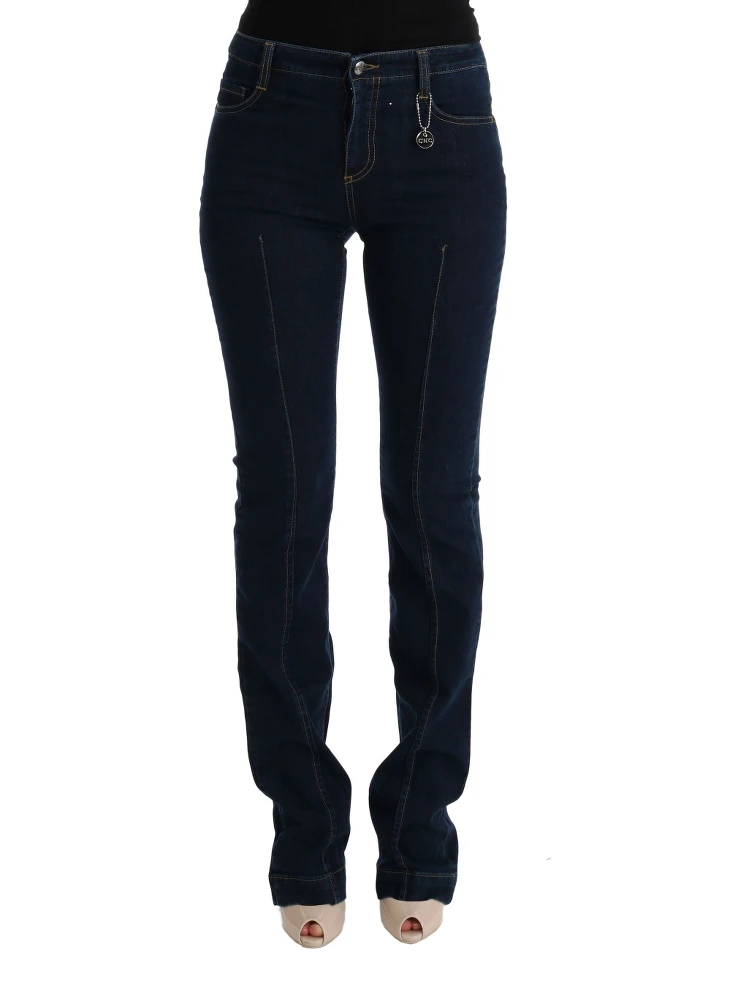 Blue Cotton Bootcut Flared Jeans