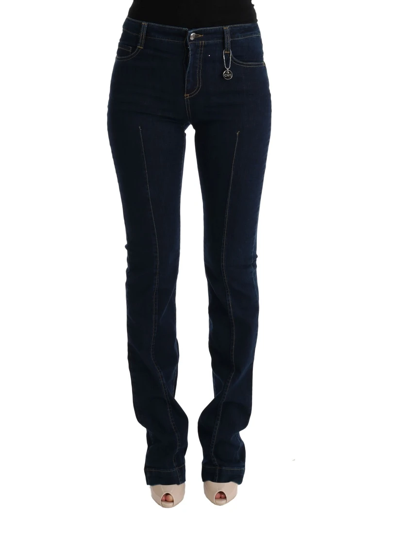 Blue Cotton Bootcut Flared Jeans
