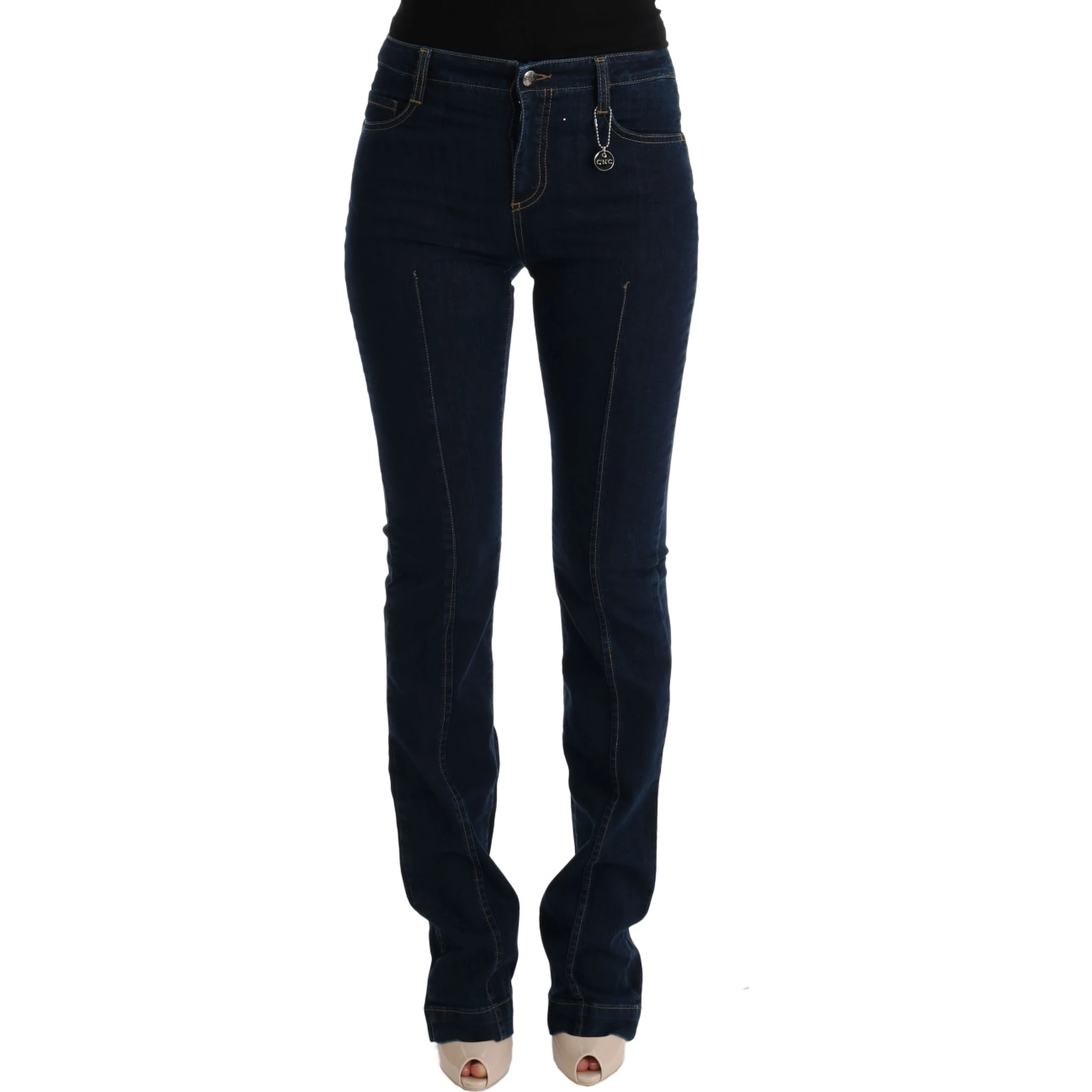 Blue Cotton Bootcut Flared Jeans