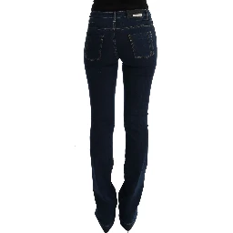 Blue Cotton Bootcut Flared Jeans