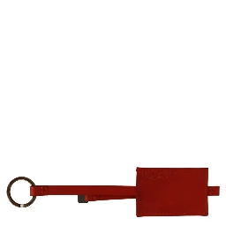 Red Leather Branded Logo Keyring Keychain