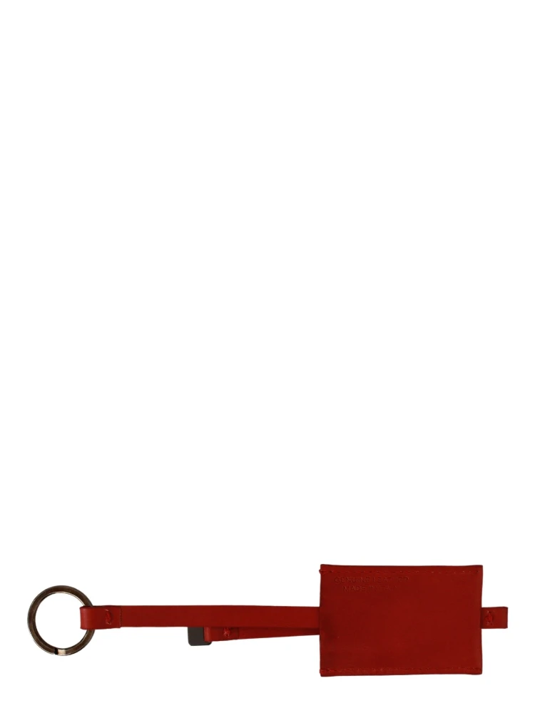 Red Leather Branded Logo Keyring Keychain