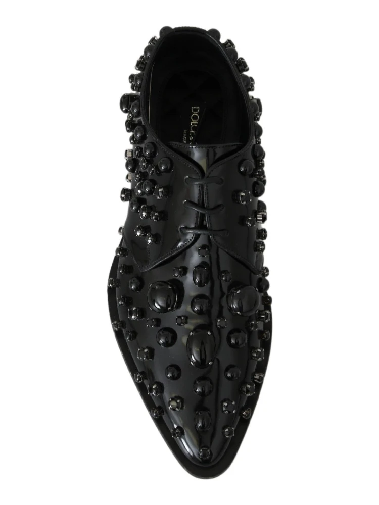 Black Leather Crystals Dress Broque Shoes alternative
