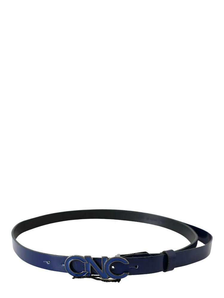 Blue Leather Logo Skinny Fashion  Belt alternative