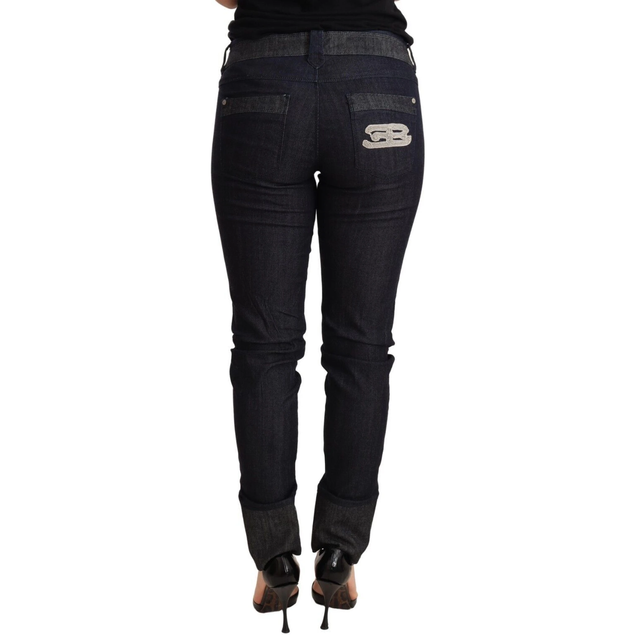 Blue Skinny Folded Hem Denim Trouser Cotton Jeans