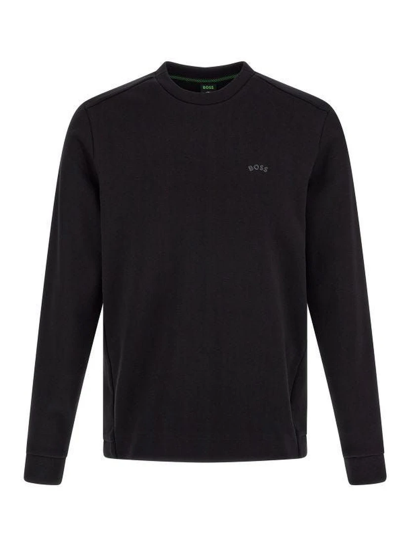 Black Cotton Logo Details Sweatshirt