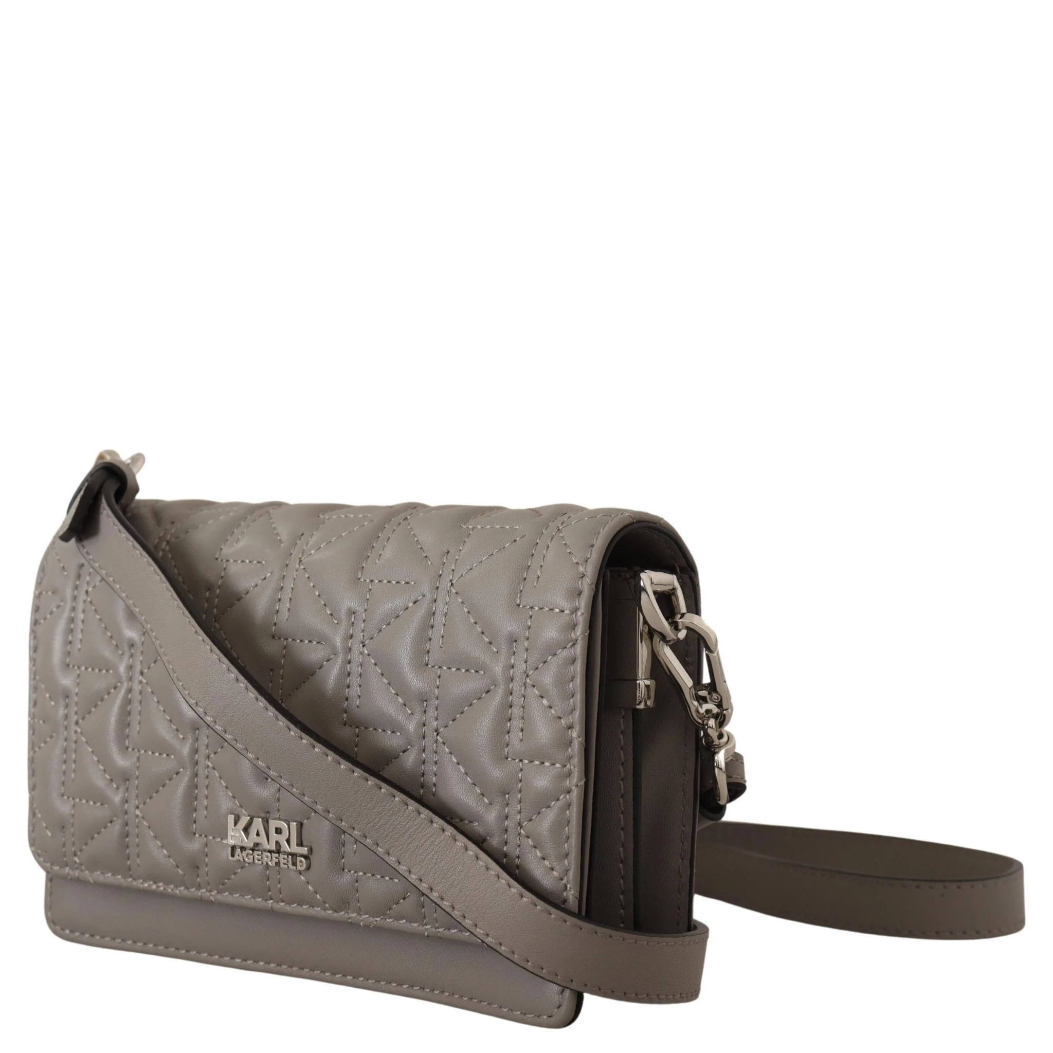Light Grey Leather Crossbody Bag