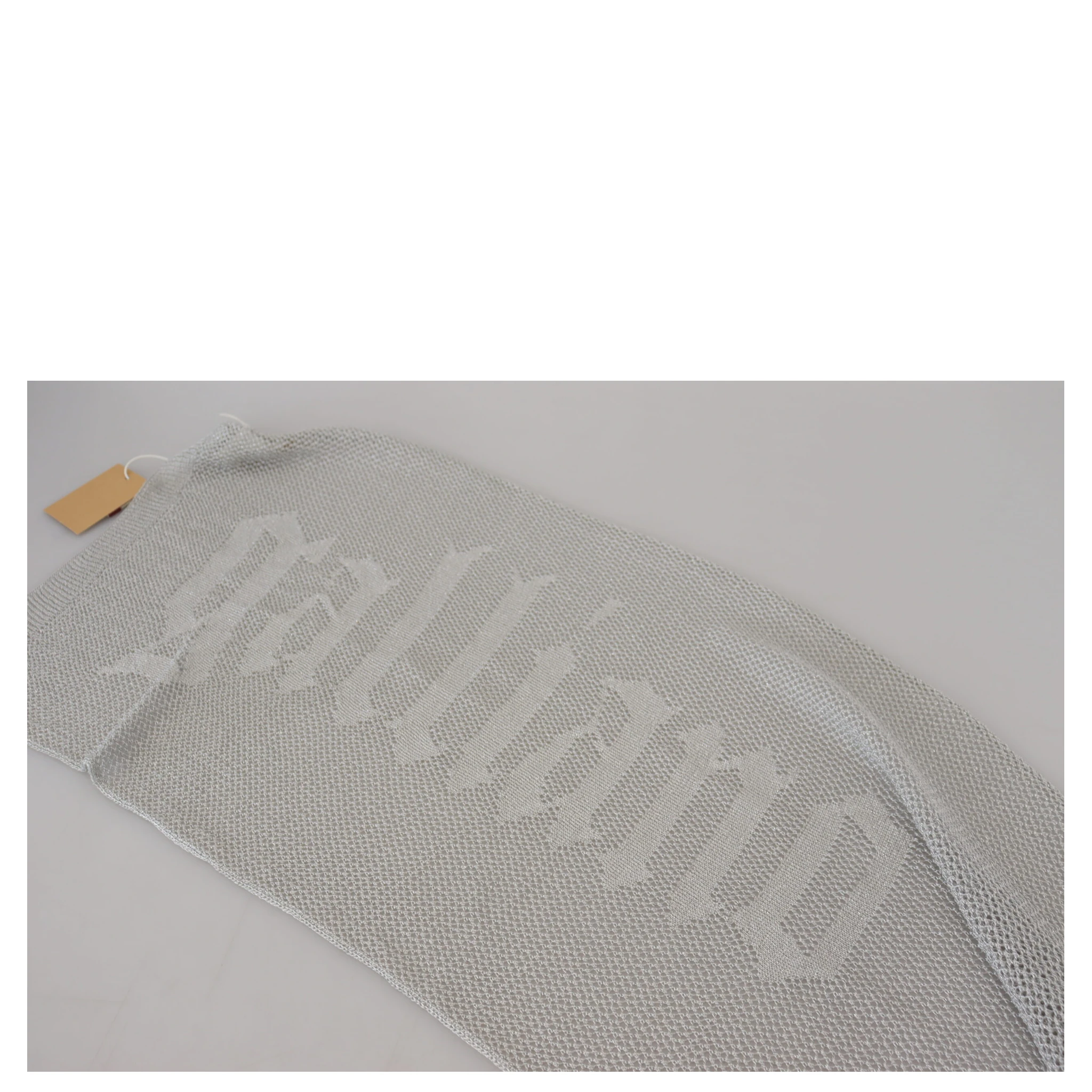 Gray Logo Knitted Neck Wrap Shawl Foulard Scarf
