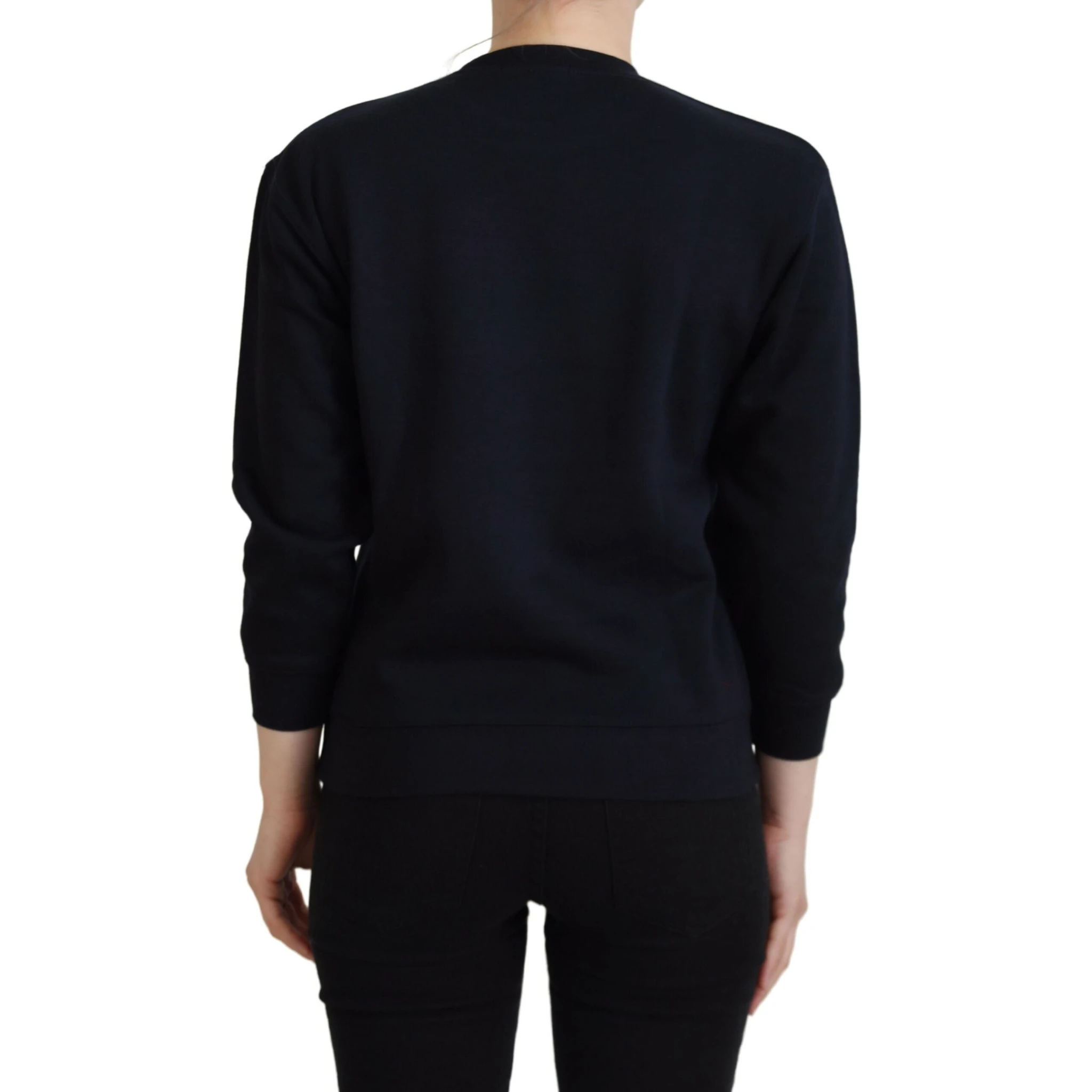Black Printed Long Sleeves Pullover Sweater